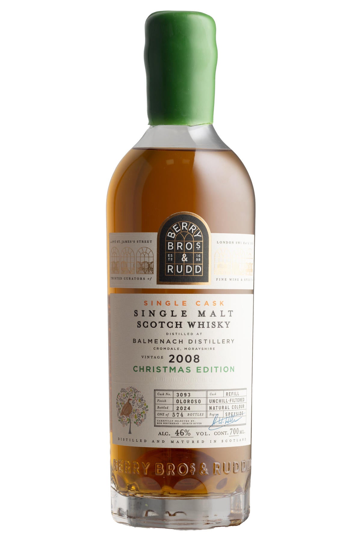 2008 BB&R Balmenach, Cask Ref. 3093, Christmas Bottling, Speyside, Single Malt Scotch Whisky (46%)