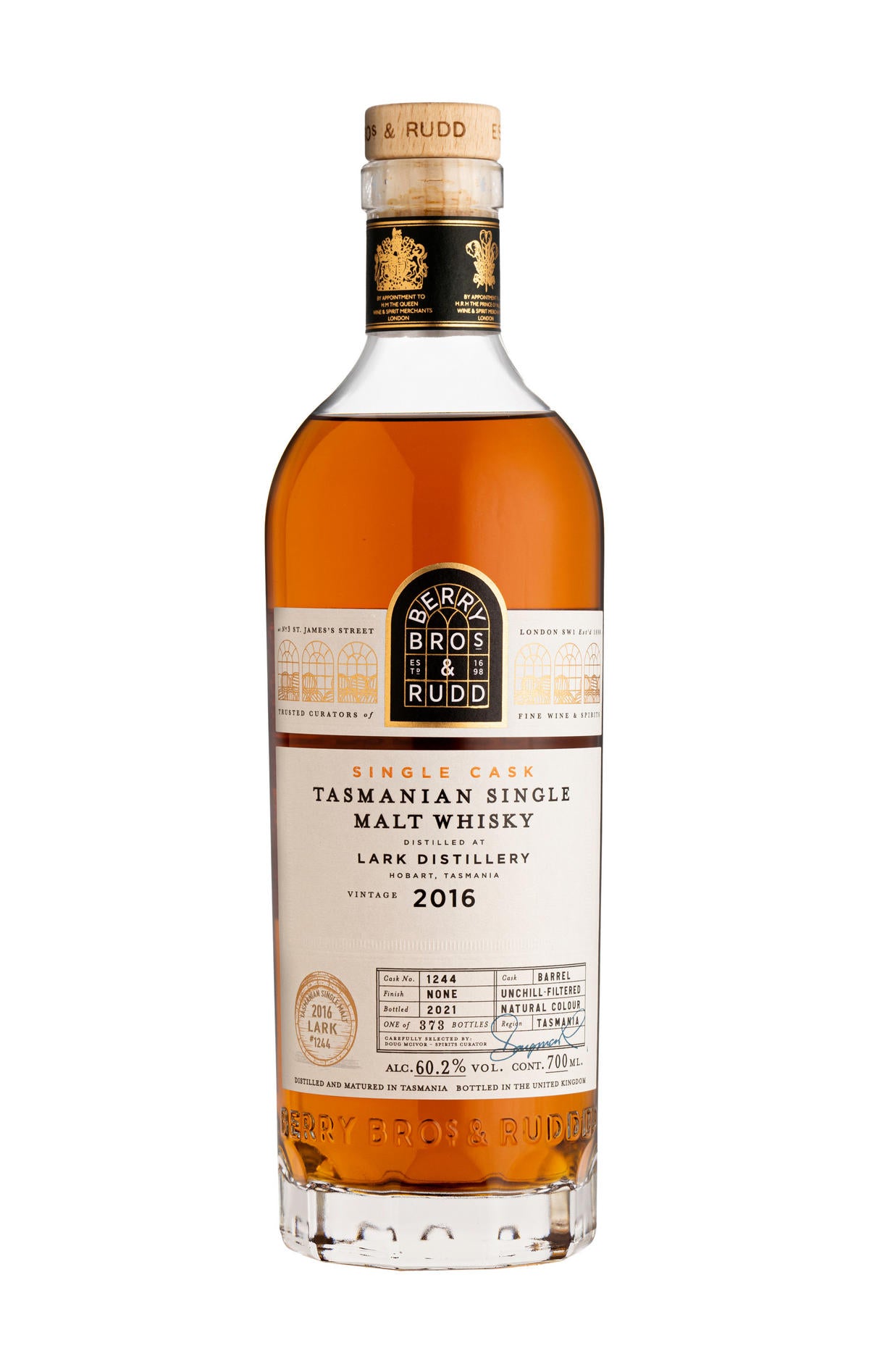 2016 Berry Bros. & Rudd Lark, Cask Ref. 1244, Single Malt Whisky, Tasmania, Australia (60.2%)